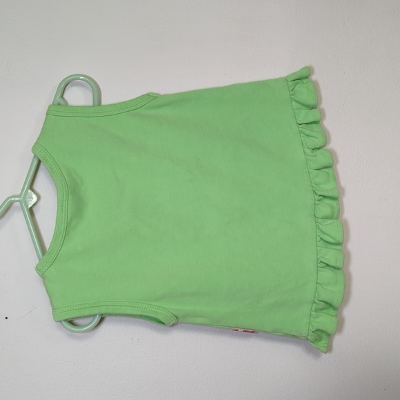 Monag Monagrammed Green & Pink Polka Dot Carriage Tank with Ruffle Girls Size 2 - Picture 4 of 4